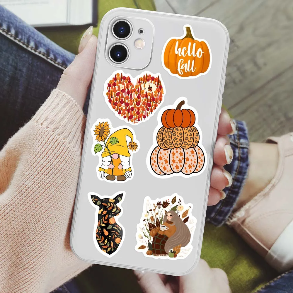 Cute Watercolor Autumn Fall Stickers Pumpkin DIY Kids Toys Gift Decorative Decal for Scrapbook Laptop Phone Luggage Waterproof