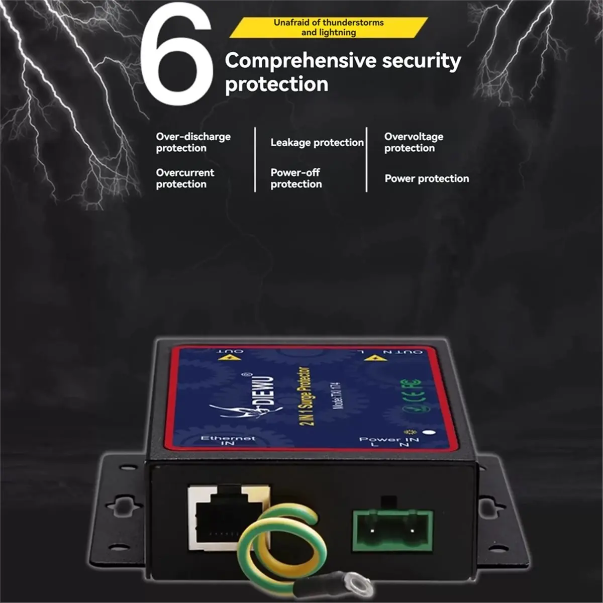 

Gigabit Network Surge Protector RJ45 Ethernet Surge Protector Outdoor Arrester Protection Device for Surveillance Camera