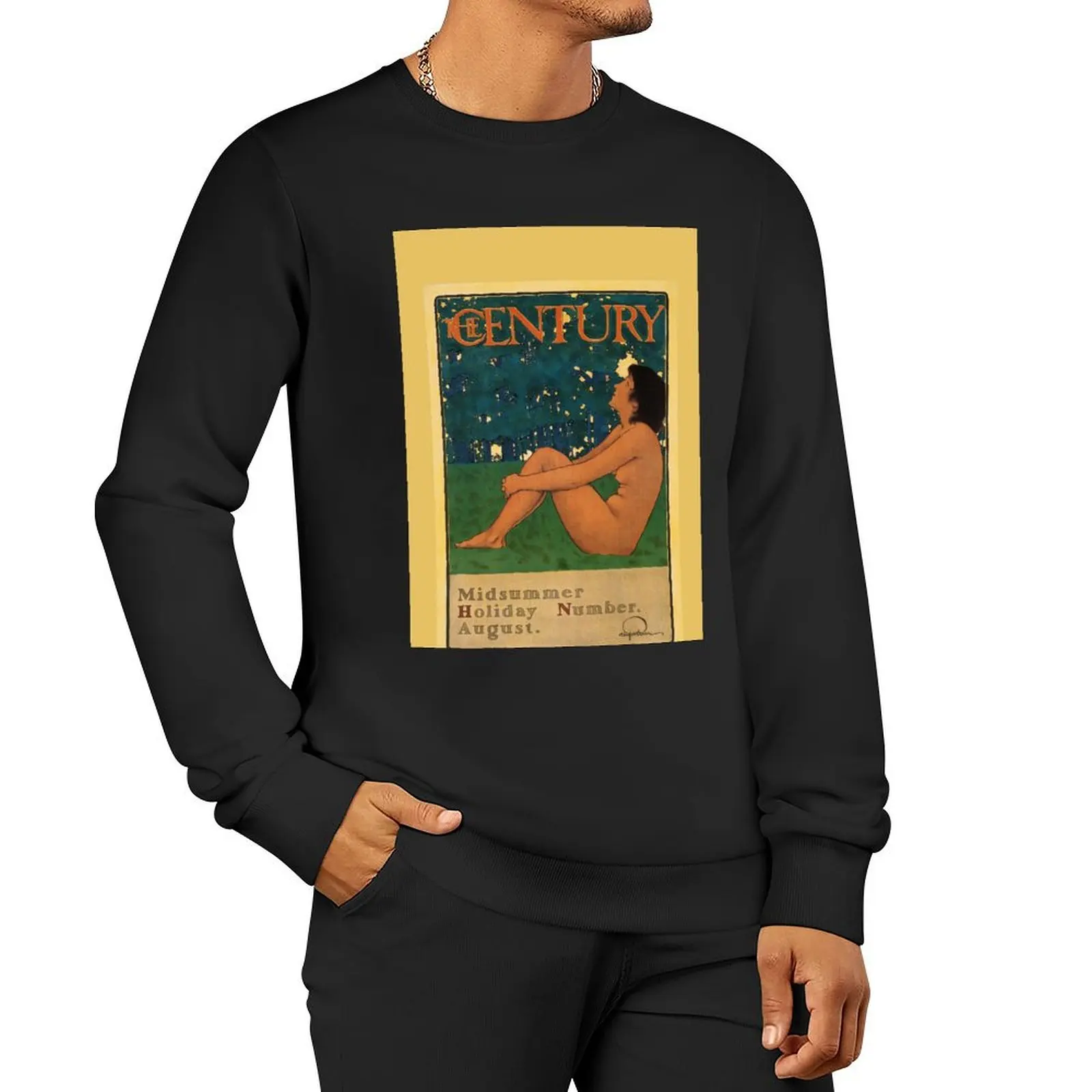 The Century - Midsummer holiday number - August - Maxfield Parrish Pullover Hoodie men's clothing oversize sweatshirt