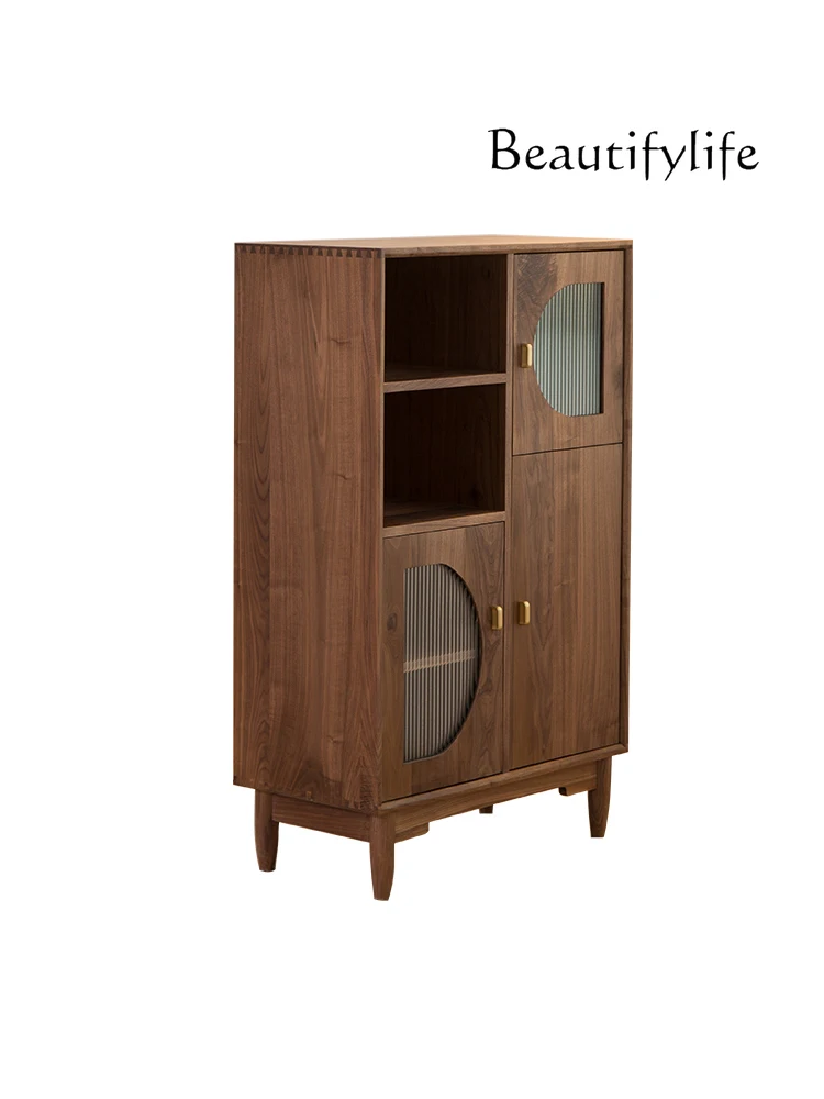 

Nordic Retro Solid Wood TV Side Cabinet Japanese Style Silent Style Bookcase Modern Home Living Room Locker