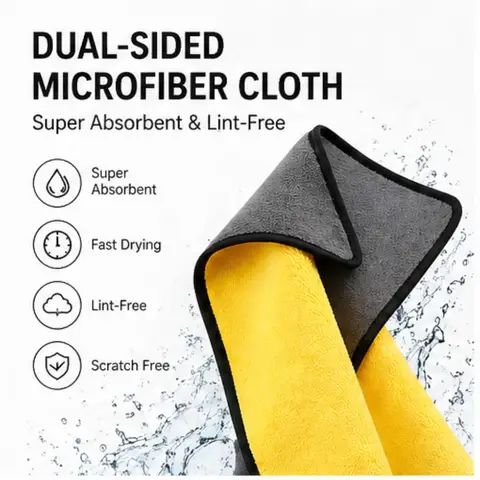 1/3/6 Pcs Microfiber Cleaning Towels Double Layer Soft Quick Dry Cloth for Car Glass Mirror Kitchen Household Wiping Rag