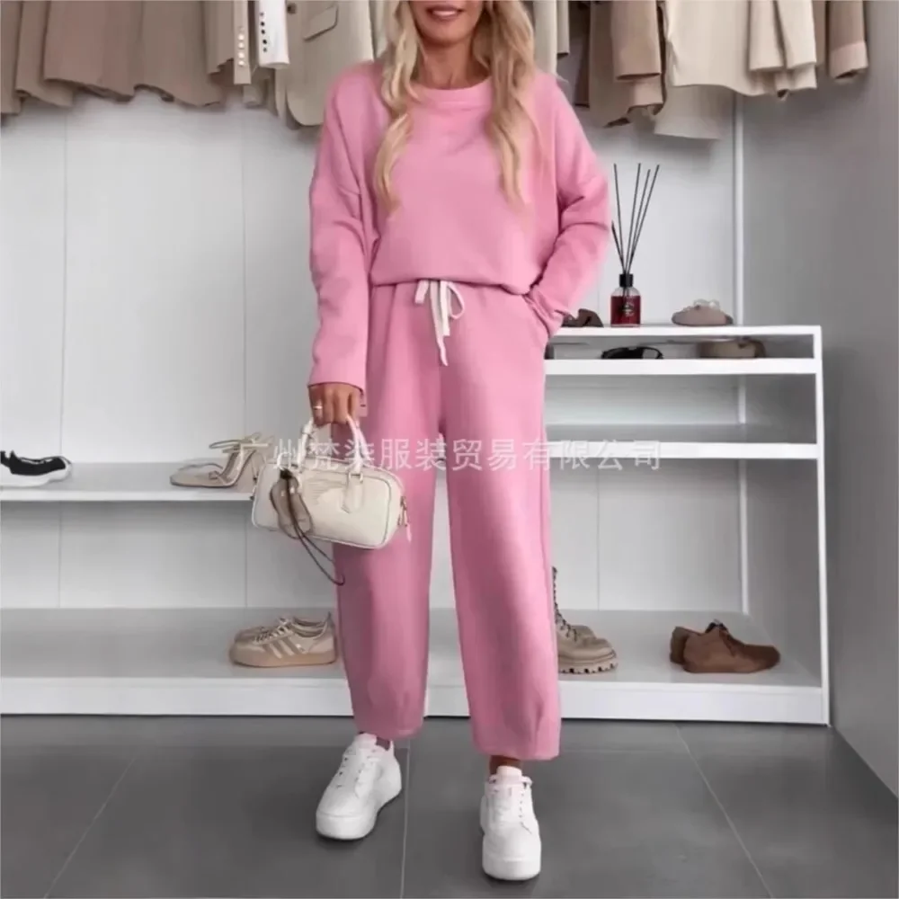 

CPSYMYM Women's Solid Color Hoodie Long Sleeve 2-piece Set Spring Autumn New Loose Casual Ladies Wide Leg Elastic Pants Sports S