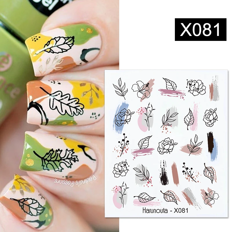 3D nagelsticker paars rood bloeiende bloemen overdracht stickers bloemenblad watermerk lijnen voor slider nail art decoratie manicure