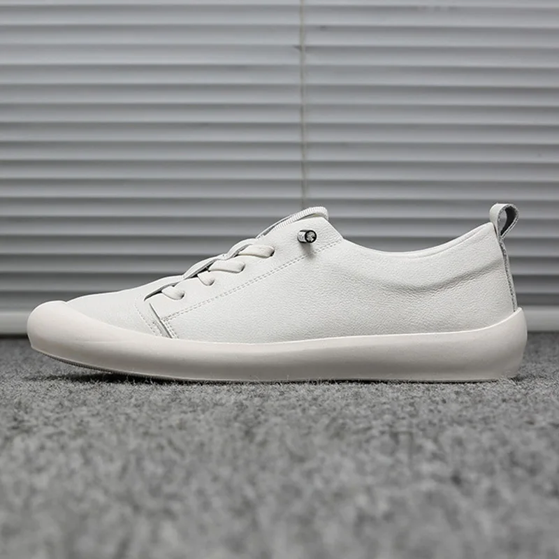 New Genuine Leather Shoes Men Sneakers Casual Male Footwear Fashion Brand White Shoes Mens Cow Leather White Sneakers A1697