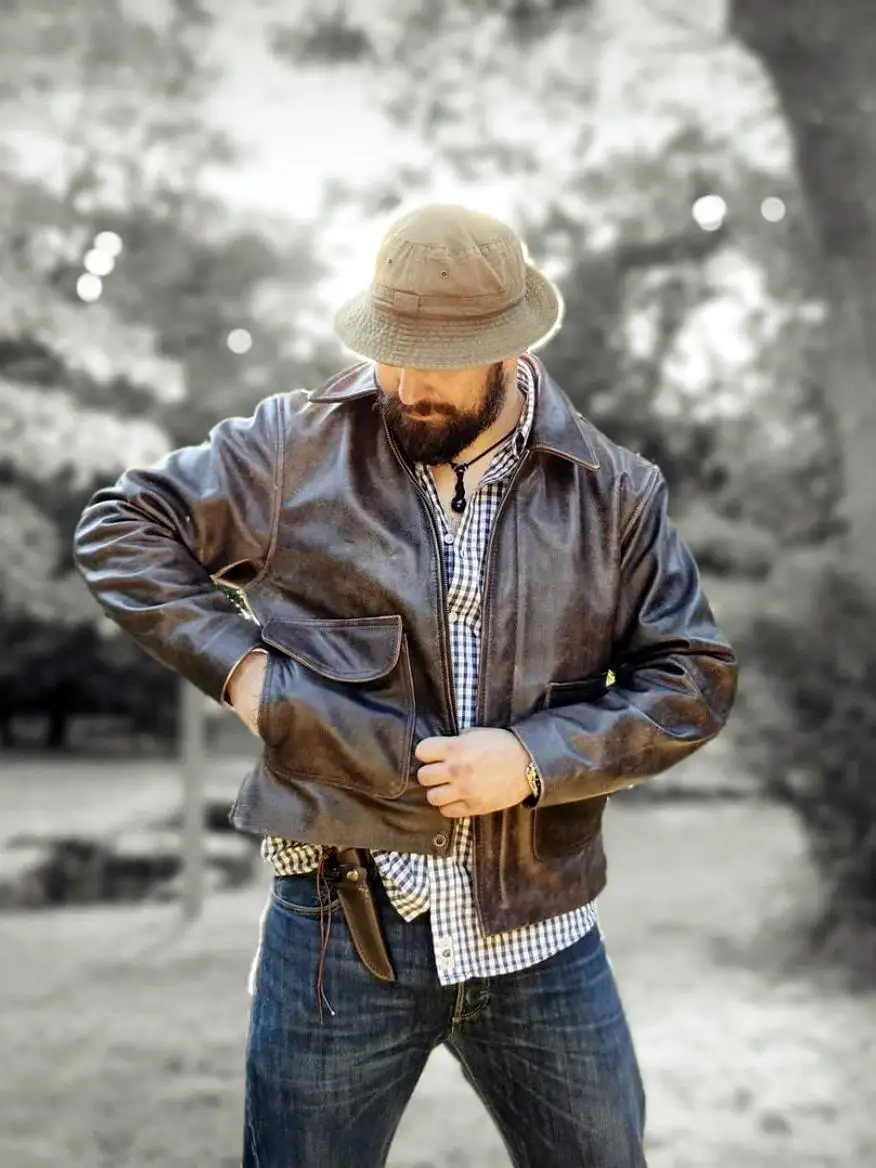 Motorcycle Vintage Genuine Leather Jacket Mens Riding Jacket Outdoor Clothes Motorcycle Four Season Jackets Size S-5XL