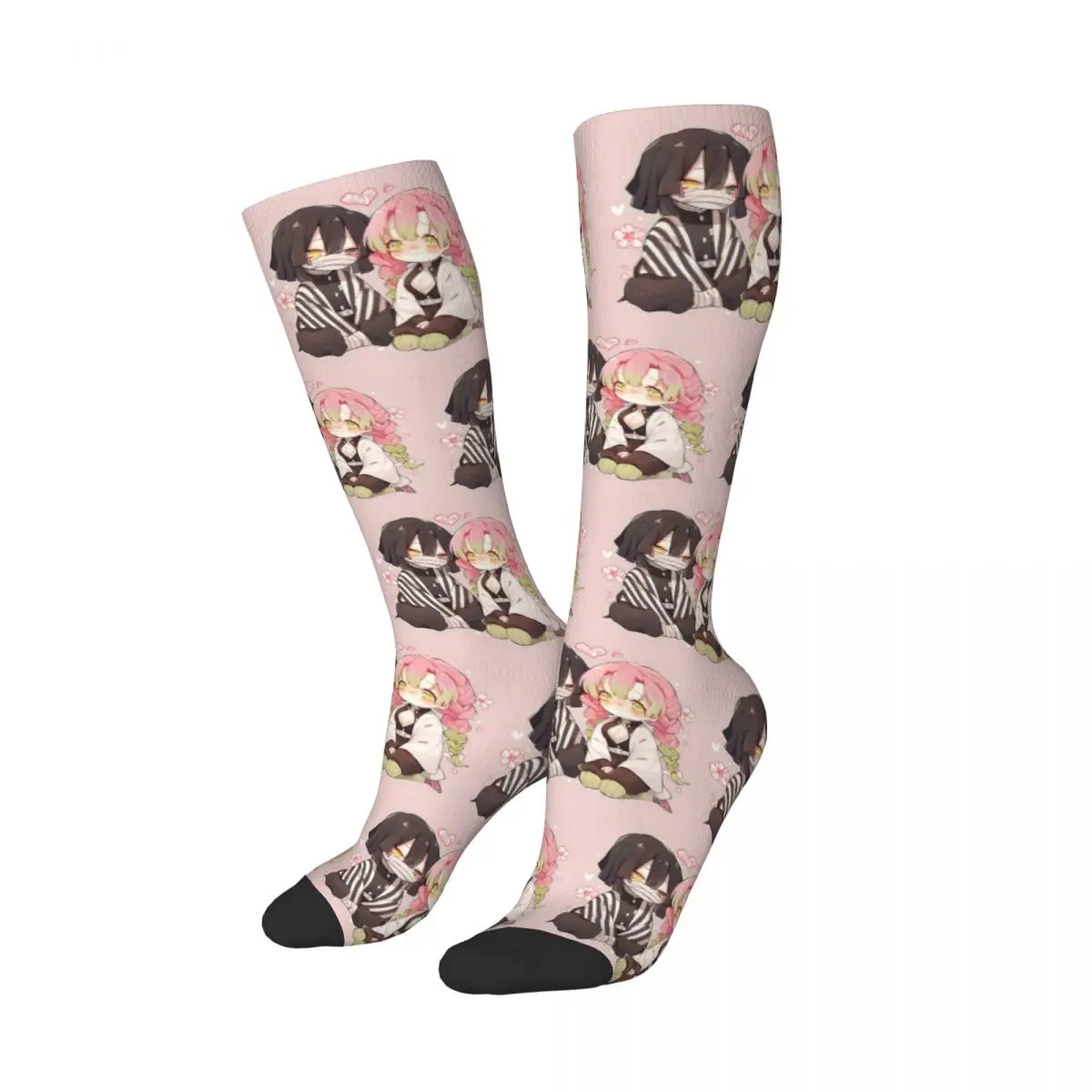 Mitsuri Kanroji And Iguro Obanai Socks Harajuku Stockings All Season Long Socks Accessories for Man's Woman's Christmas Gifts