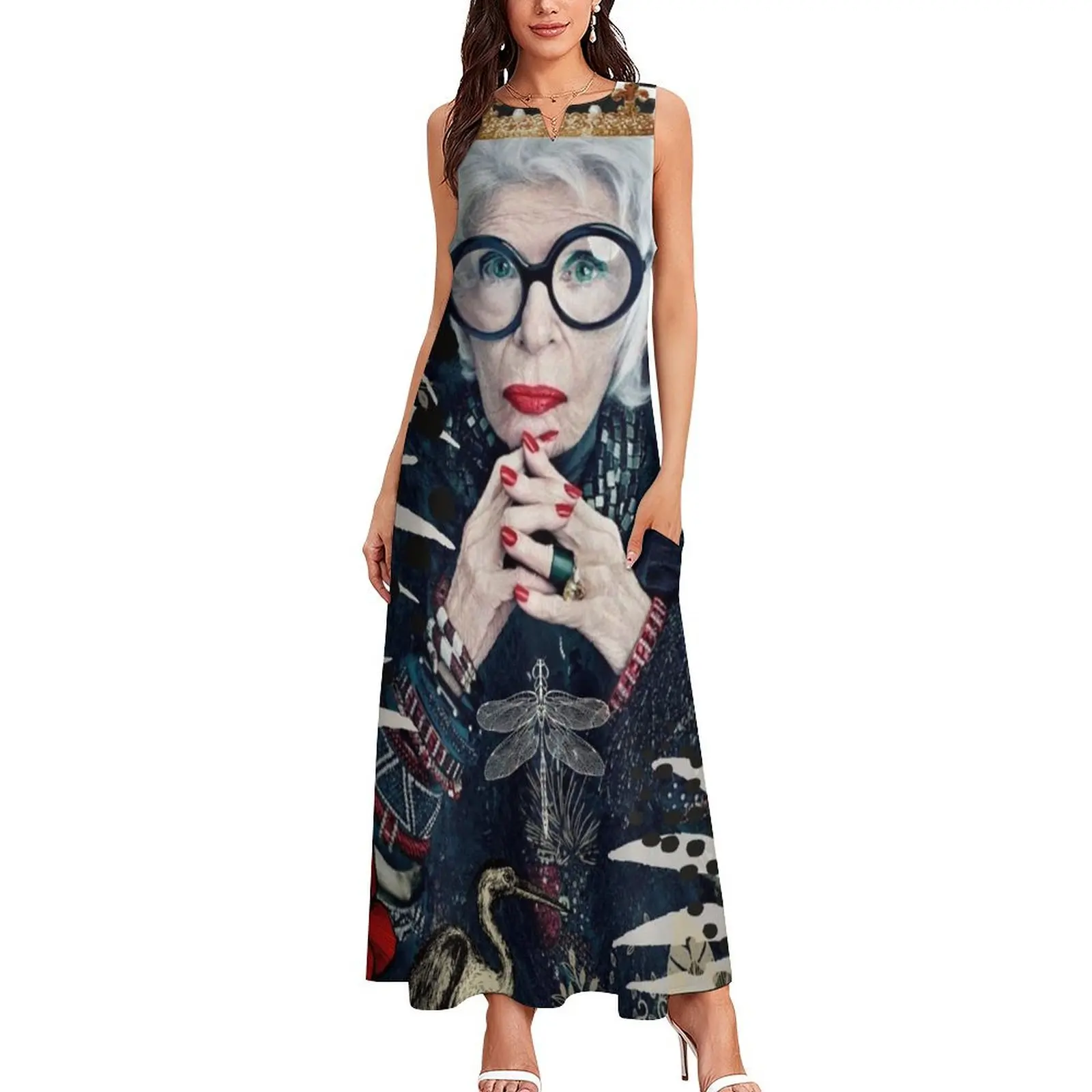 Iris Apfel Long Dress Elegant gown Women's summer skirt