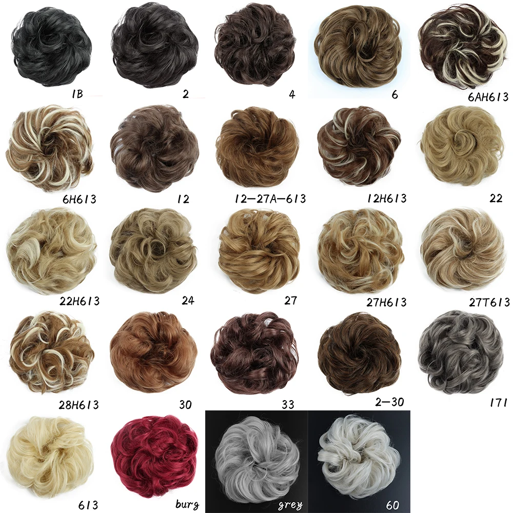 Synthetic Hair Bun Extensions Messy Curly Elastic Hair Scrunchies Hairpieces Synthetic Chignon Donut Updo Hair Pieces for Women