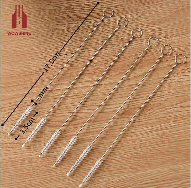 

Free shipping 100pcs/lot Straw brush nylon catheter stainless steel straw brush 17.5cm fit for 5mm or 6mm diameter straws