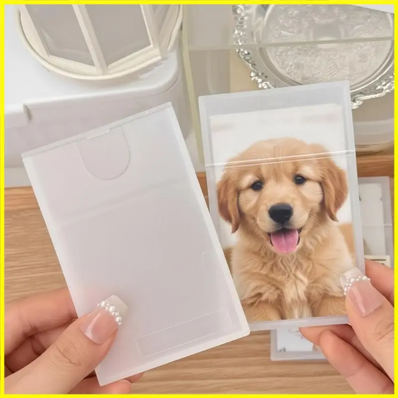 6Pcs Portable Name Card Holders 63x98mm Waterproof Clear Plastic Business Card Organiser Carrying Case For Men Women