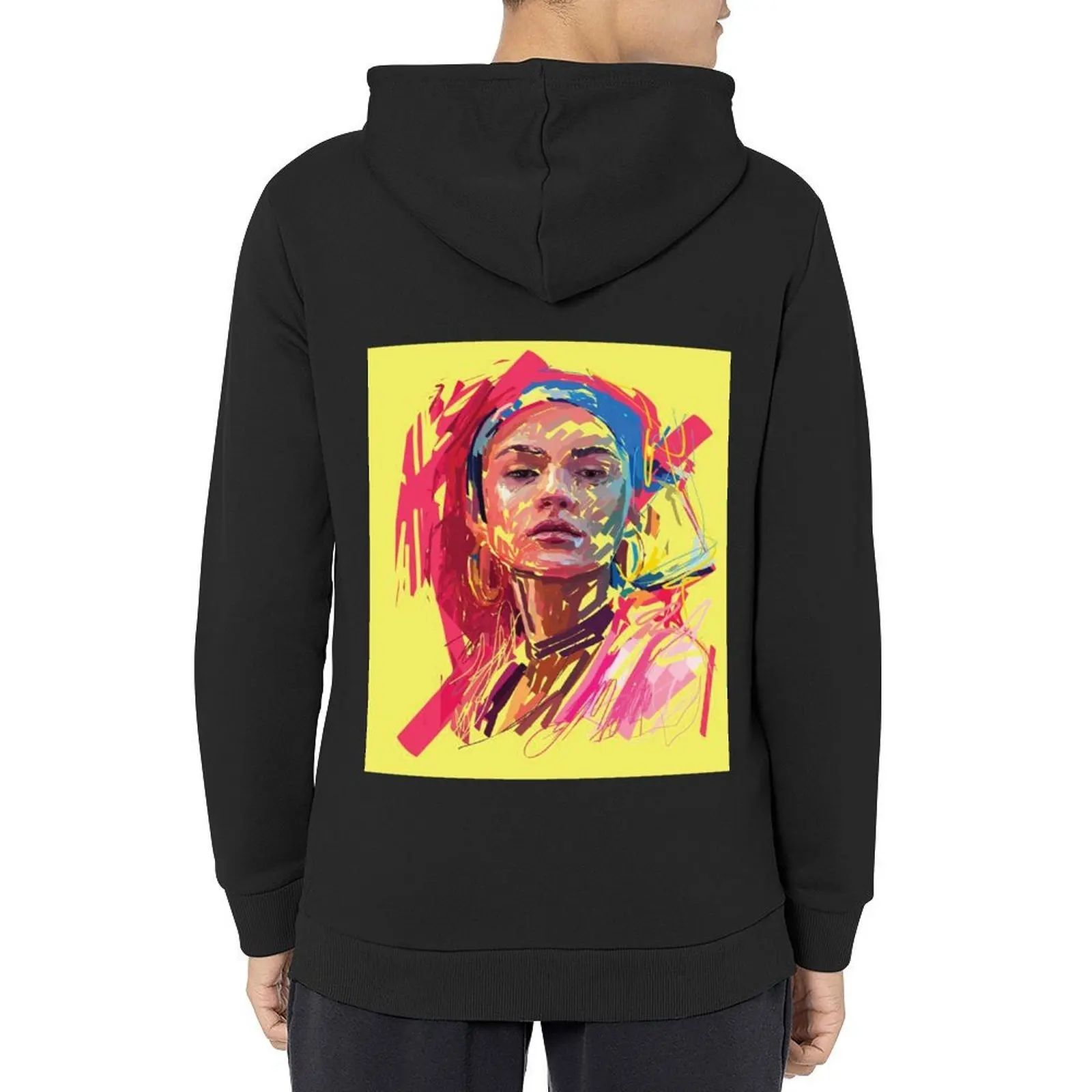 

Abstract Colorful Female Face Hoodie autumn clothes men's sweat-shirt men's coat anime clothes men's hoodies