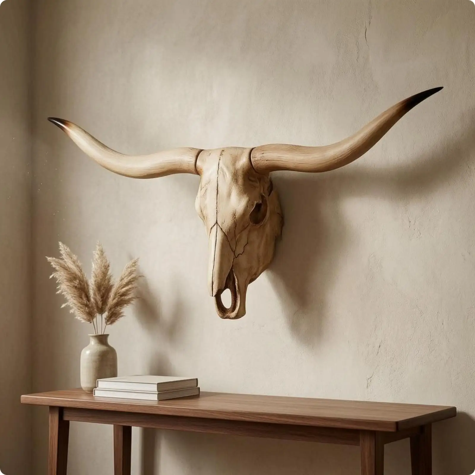 Animal Heads Wall Decor Long Curved Antlers Resin Cranium Wall Mount Skeletal