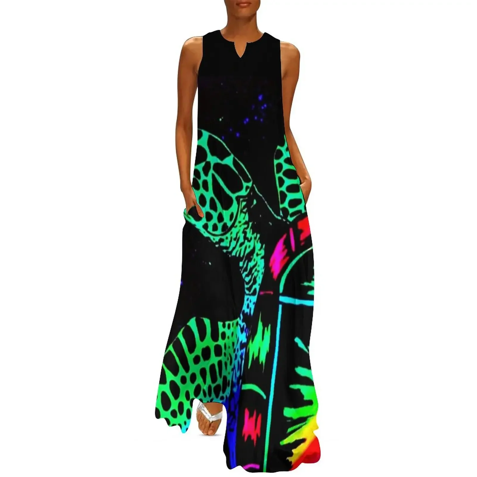 

Glowing Rainbow Sea Turtle Long Dress evening dresses luxury 2025 summer women's suit Prom gown Evening gown Dress