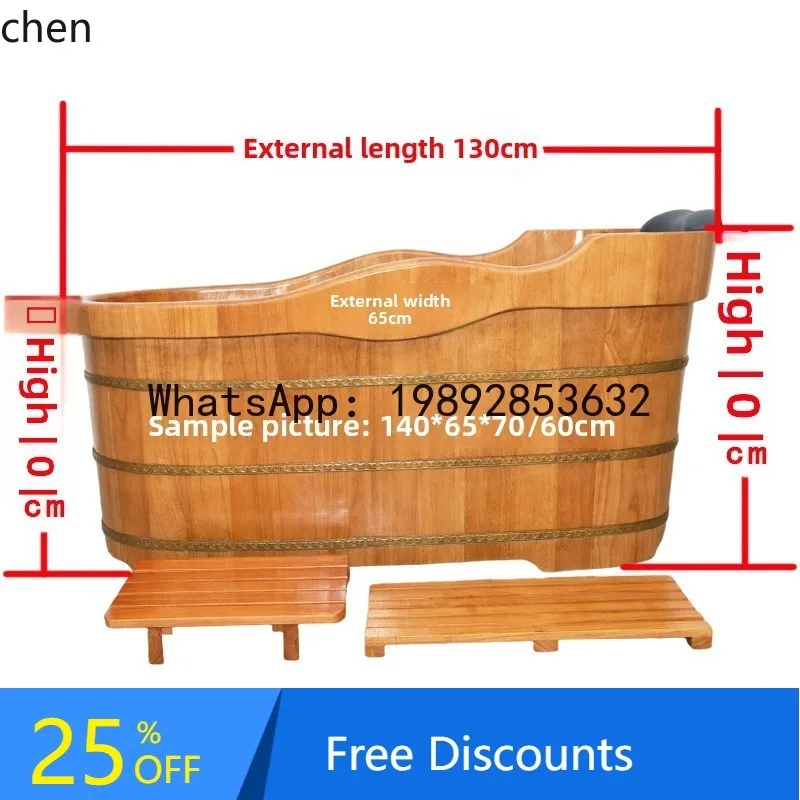 YFY Oak Beauty Salon Adult Wooden Bath Barrel Adult Home Use Bath Tub Full Body Bathing Wooden Barrel