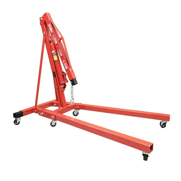 Foldable hydraulic engine crane lifts are used to lift engines