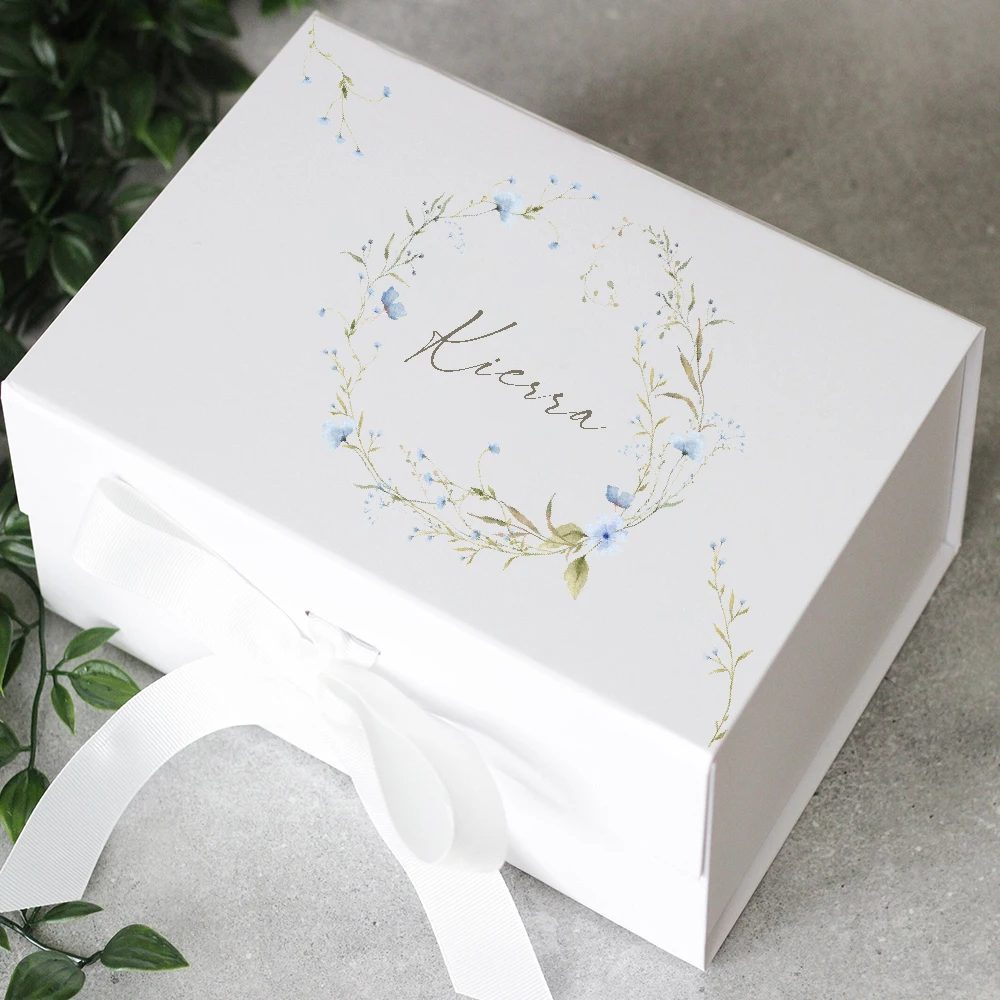 Personalized Wedding Bridesmaid Gift Box with Ribbon, Bridal Shower Favor Gift Box, Bridesmaid/Maid of Honour Proposal Box