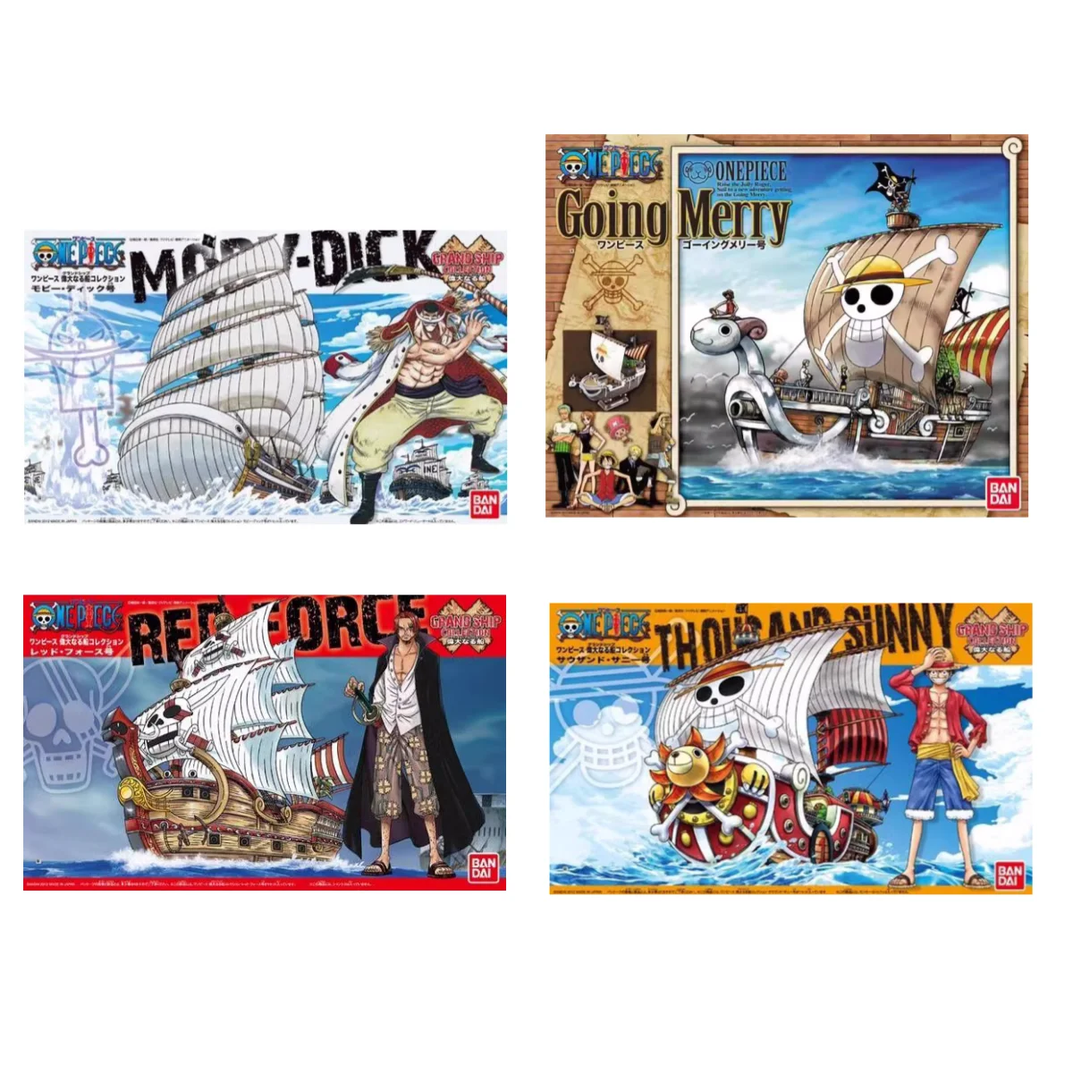 In magazzino BANDAI Original ONE PIECE Pirate Ships mille Sunny Red Force Moby-Dick Going Merry Straw Hat Pirates Action Figures