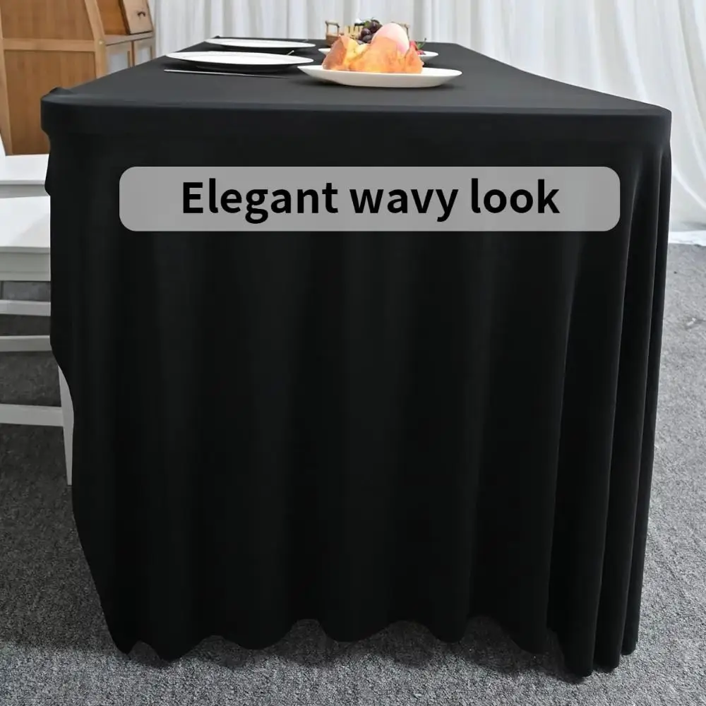 6FT Stretch Tablecloth Spandex Solid Color Rectangular Table Skirts Polyester Practical Exhibition Table Decor Banquet