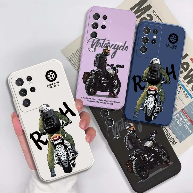 Cartoon Fast Biker For Samsung Galaxy S22 S21 S20 S10 S10E Plus Ultra Lite FE 5G Soft Phone case Cover