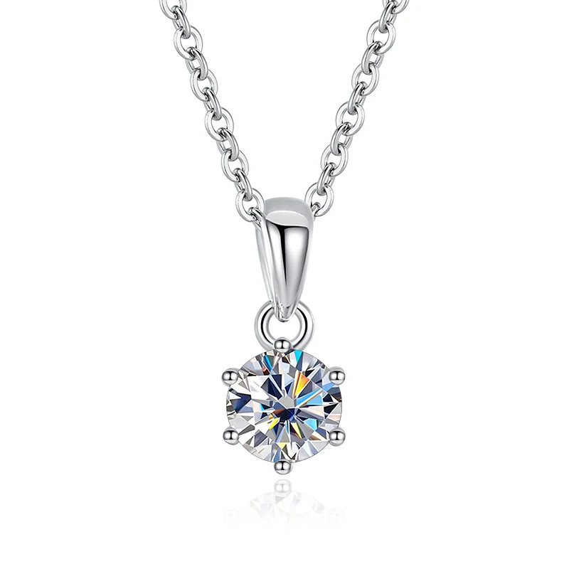 Butterflykiss Six Claw D Color 0.5/1/2/3 Carat Moissanite Pendant Necklace For Women S925 Sterling Silver Wedding Bridal Jewelry