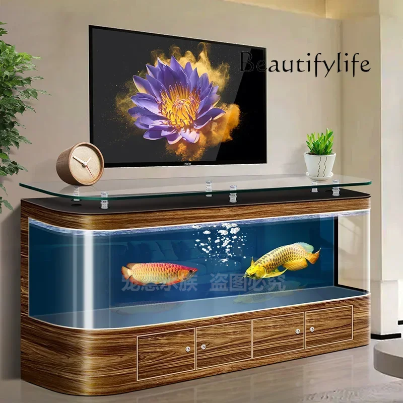 SM A57 TV Cabinet Fish Tank Integrated Circulation Filter Coffee Table Locker Living Room Home Floor Large Ecological Aquarium