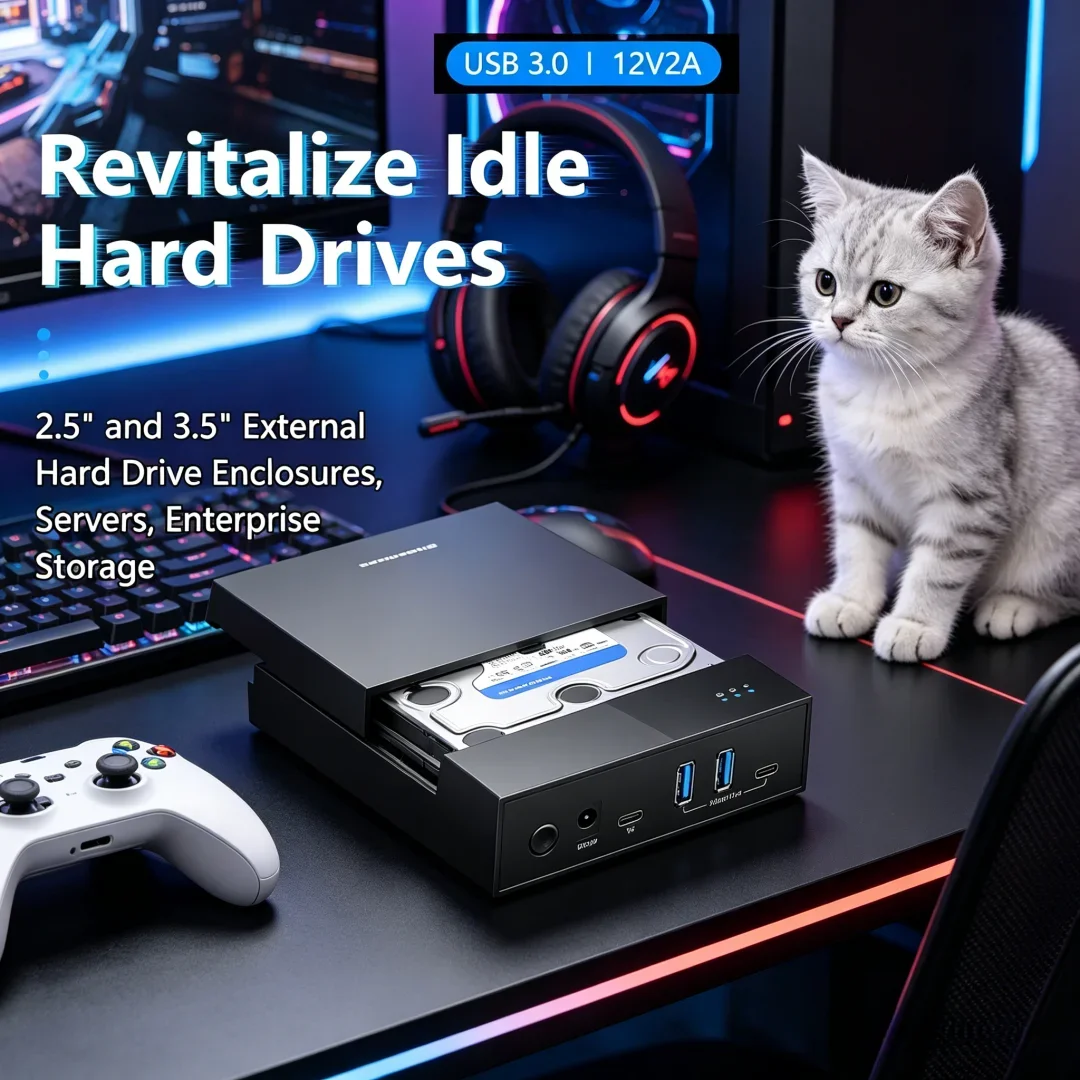 

Aureate 2.5/3.5 HDD/SSD Enclosure with USB3.0 HUB Support 18TB TYPE C TO SATA Adapter Tool Free HDD Case