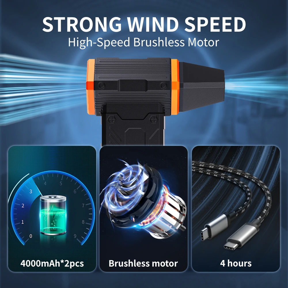 130,000 RPM Powerful Turbo Motor Mini Jet Fan  Compressed Air Duster Blower for Car Drying Portable Home Rug Desk Cleaning Tools