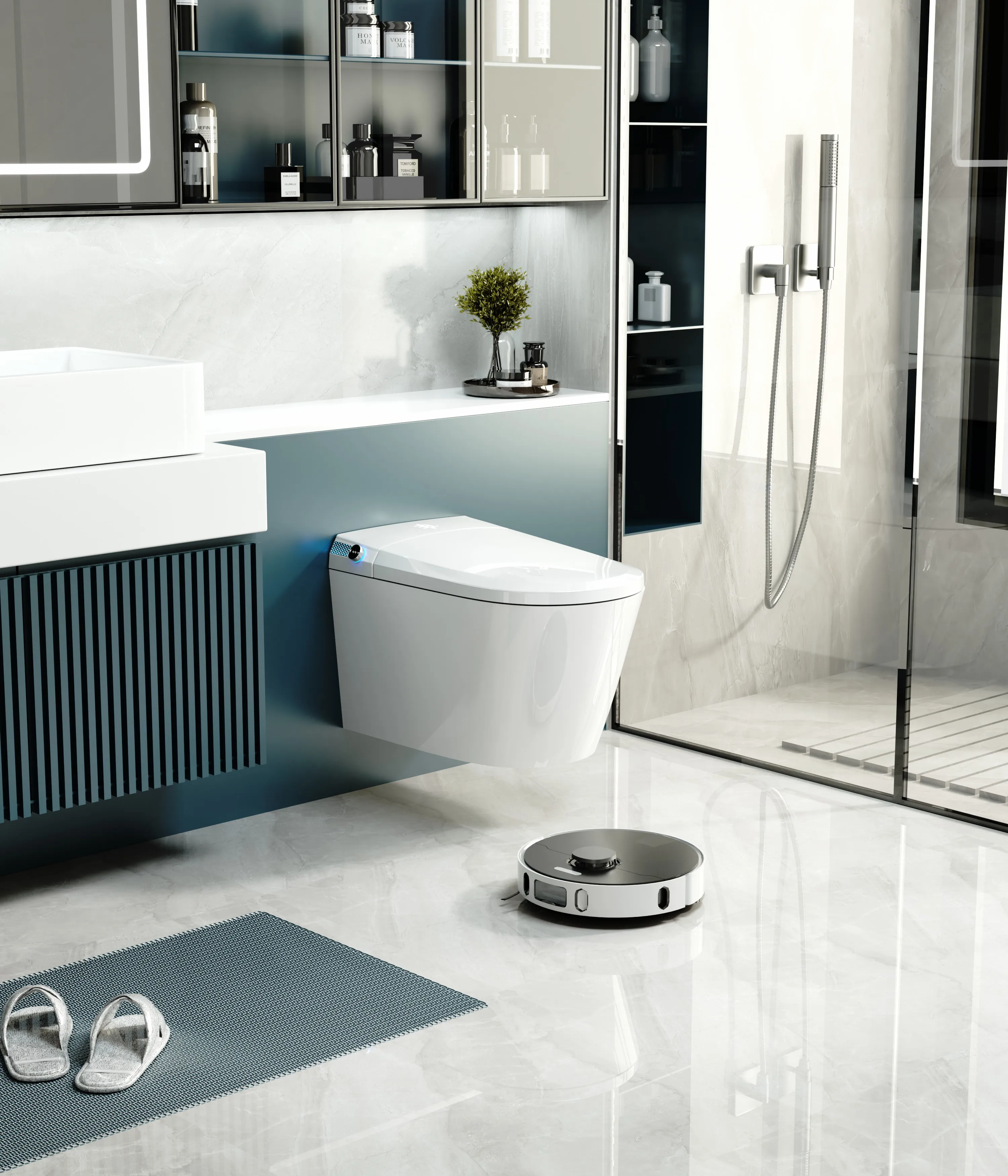 Smart New Design Toilet American European Standard Dark Grey Ceramic Wall Hung Sanitary Ware for Bathroom Remote Control S-Trap