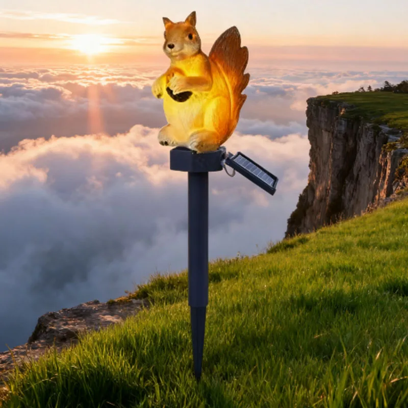 ABLQ Solar Resin House Light Outdoor Waterproof LED Cartoon Ground Plug Light Garden Decoration Lawn Landscape Lamp,B