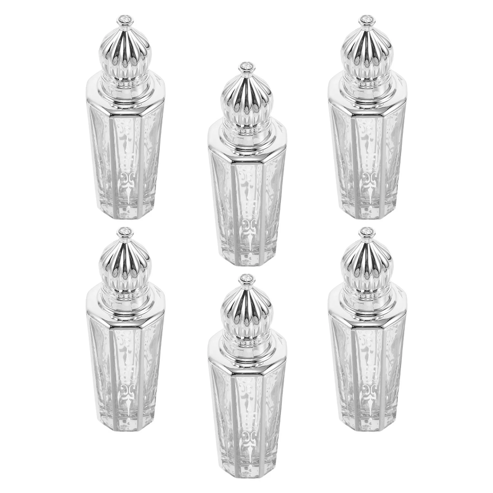

6Pcs Silver Glass Perfume Roller Bottles 15ml Refillable Essential Oil Travel Roll on Roller Bottles Aromatherapy Containers