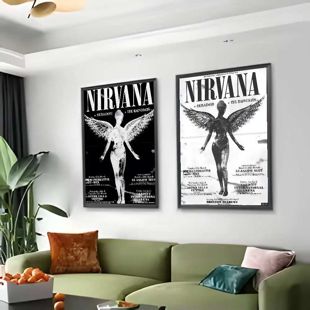 ملصق لوحة ملصق Rock Band A-N-Nirvana مع مطبوعات هدية تزيين غرفة النوم وغرفة المعيشة
