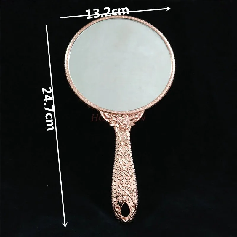 Handle makeup mirror, retro carved beauty mirror, embroidered small mirror, high-definition, hand held mirror