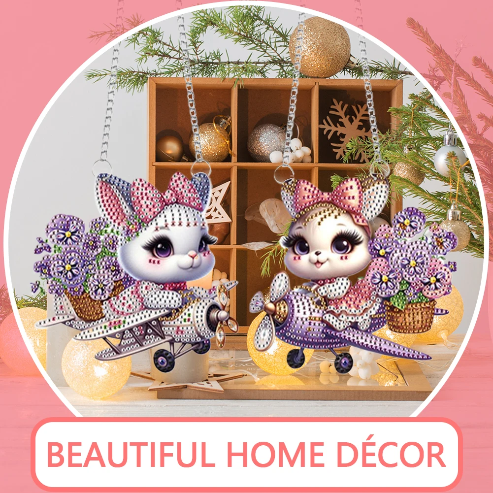 

2pcs Animal 5D DIY Diamond Painting Dots Pendant Rhinestone Diamond Art Window Pendants for Wall Decor