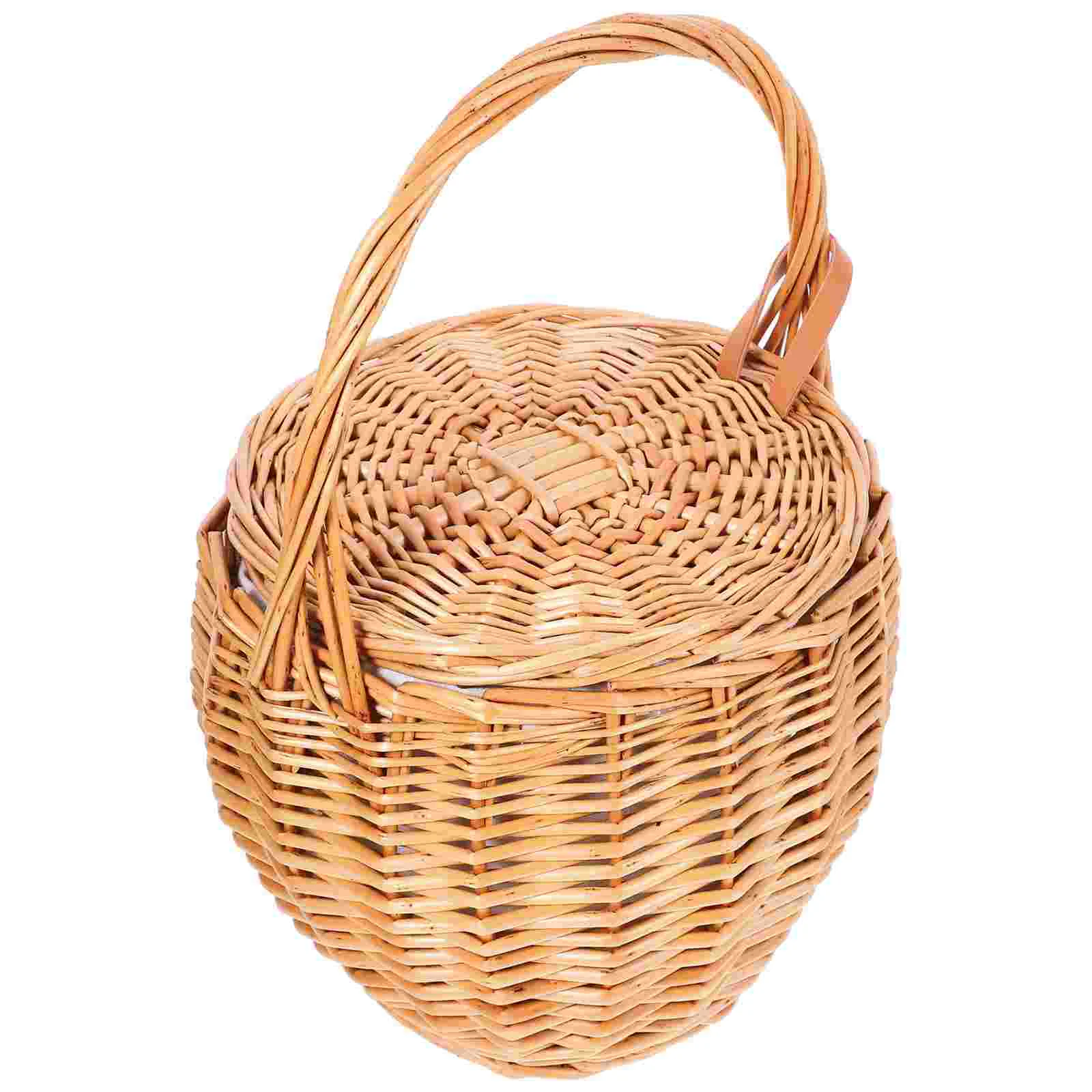 

Wicker Picnic Basket Flower Portable Woven Multipurpose Floral Daily Supplies Handwoven Handheld Grocery Fruit Baskets Storage