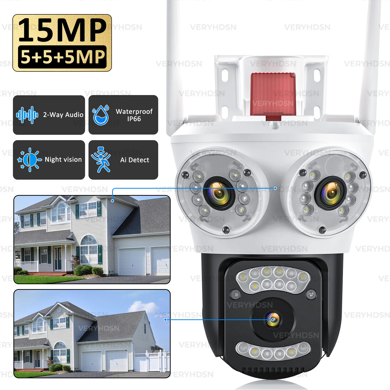 

Three Lens PTZ IP Camera Outdoor 15MP HD WiFi Security Camera Motion Detection Automatic Tracking 8MP Dual Len CCTV Surveillance