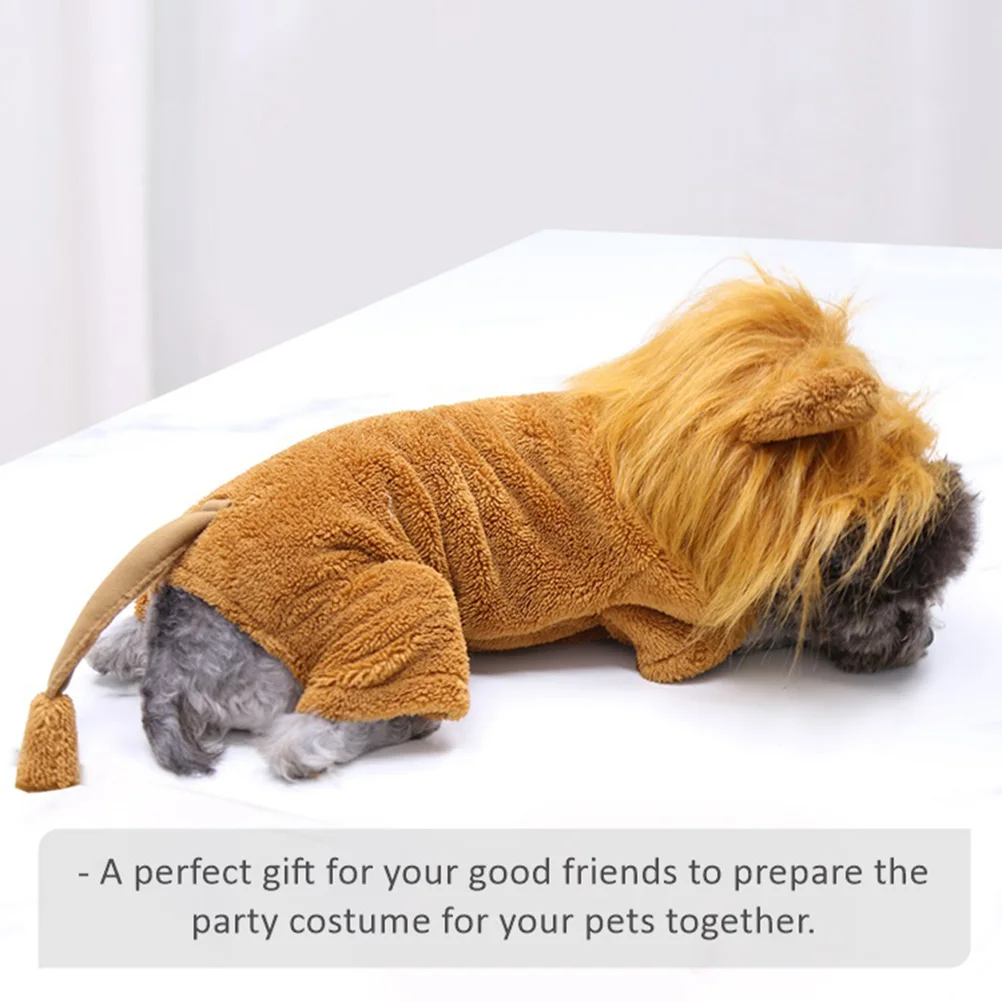 

Warm Transformation Outfit Lion Mane Dog Dress Costume Outfits Halloween Costumes Jacket with Hat