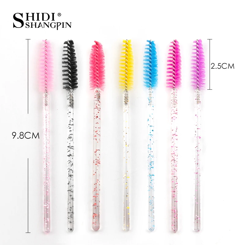 Escova de cílios reutilizável 5/50 pçs pincéis de maquiagem de extensão de cílios postiços escova de sobrancelha varinhas de rímel spoolers lash ferramenta cosmética