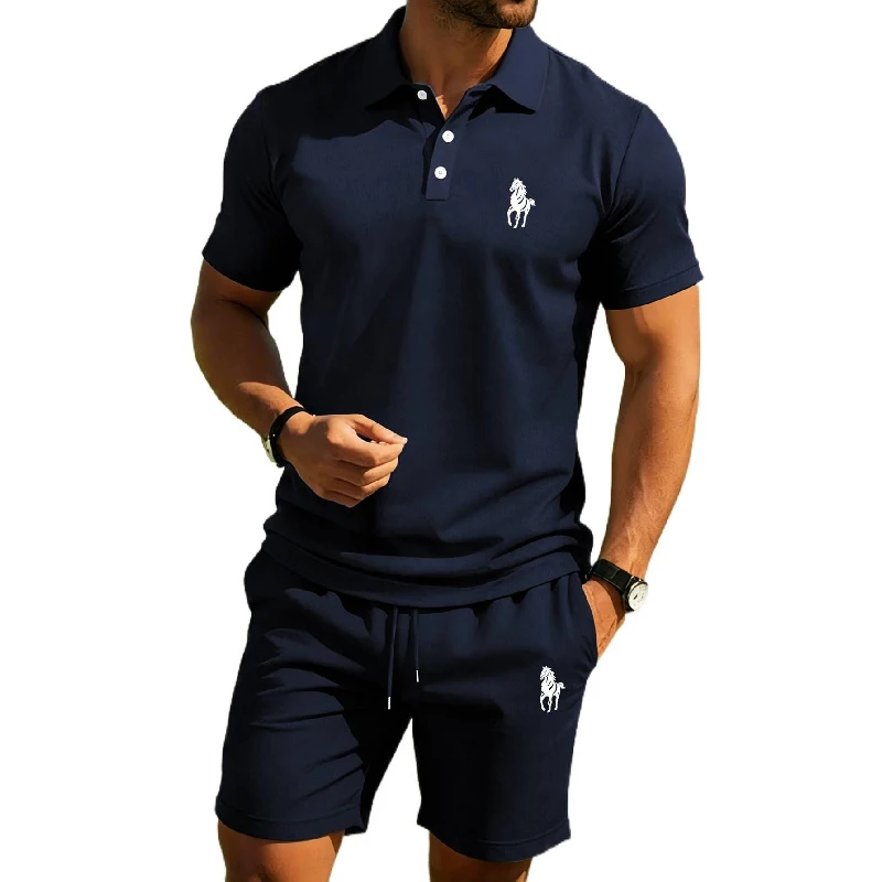 

Men'S High-End Summer Polo Shirt, Quick Drying Breathable, Casual Business Fashion, Sports Style, Short Sleeved Set,
