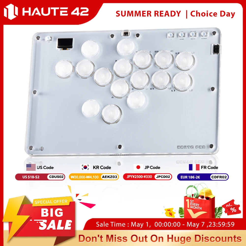 Haute42 Arcade Joystick Hitbox Leverless Controller Keyboard Arcade Stick For PC/Ps4 /PS5 Fighting Stick Hitbox Controller