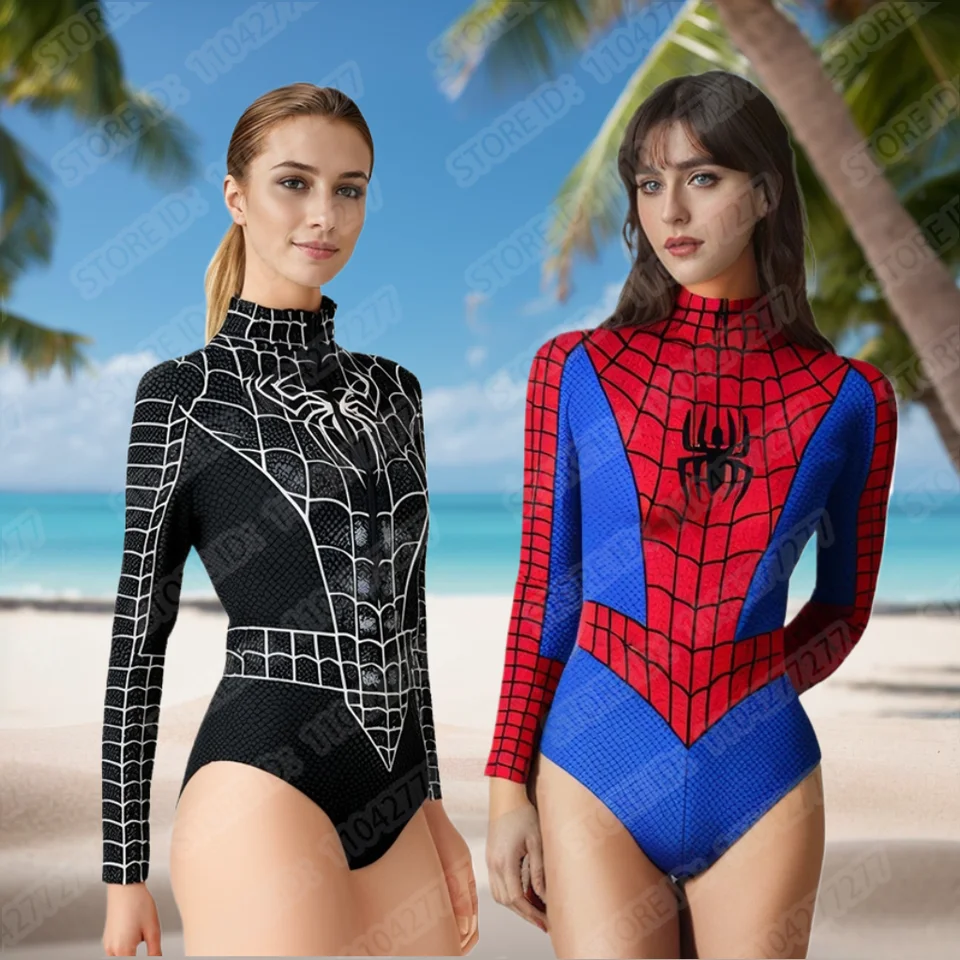 スパイダー女性水着水着スパイダーマンコスチューム水着女性用
