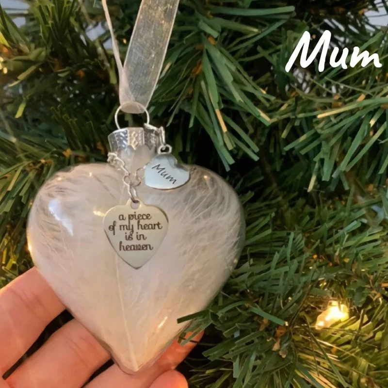 A Piece of My Heart Is In Heaven Love Xmas Souvenir Transparent Plastic Ball Commemorative Christmas Tree Ornaments Jewelry Gift