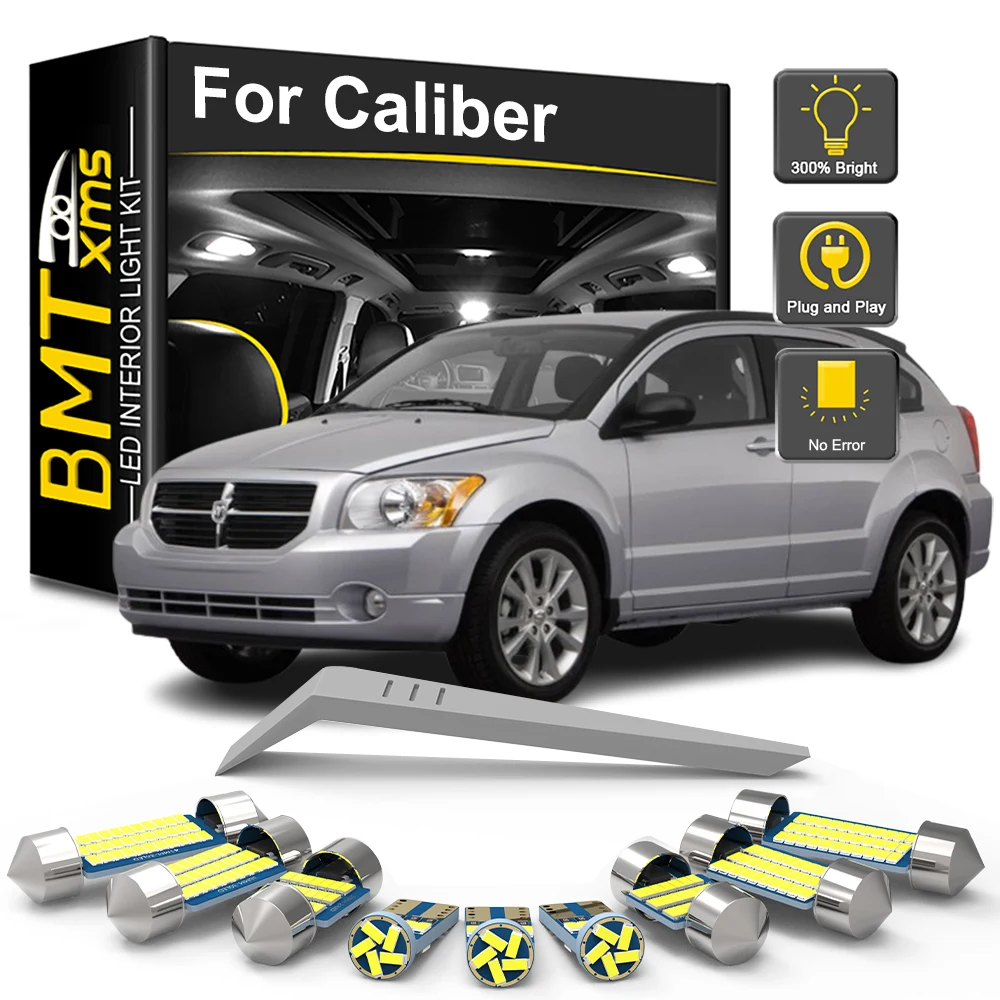 BMTxms 10Pcs Canbus For Dodge Caliber 2006 2007 2008 2009 2010 2012 Samochodowe oświetlenie wewnętrzne LED Zestaw żarówek do czytania Lampa bagażnika kopułkowego