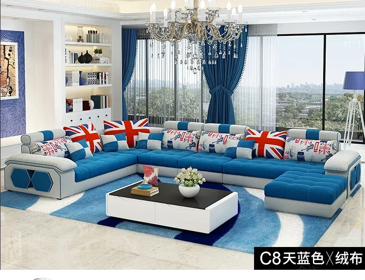 Fabric Big Sofa Set Living Room Furniture Cloth Sofa Modernos Para Sala Sectional Sofa U Shape Corner Couch Grandes Salon