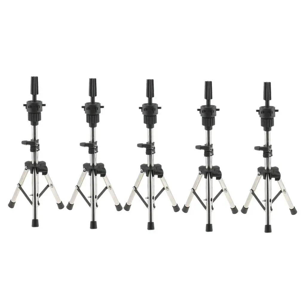 5Pcs Black Adjustable Tripod Holder Hairdressing Manikin Head Rack