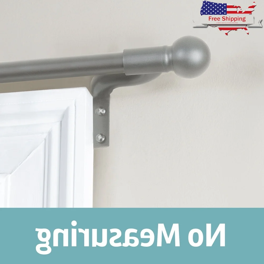 

Adjustable Wall Mount Café Window Curtain Rod 48 to 120 Inch Easy Install Brushed Nickel Decorative Finials Perfect Leveling