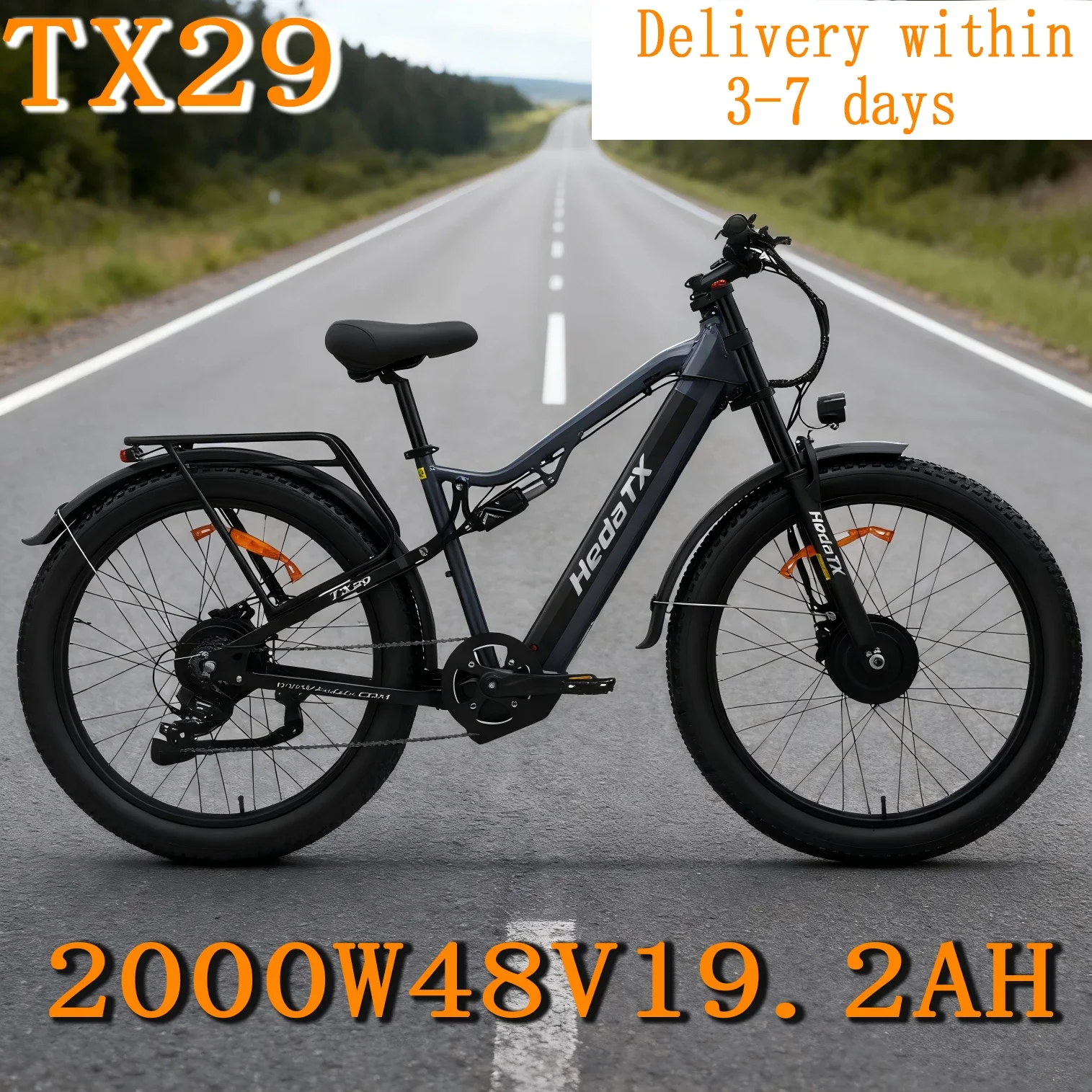 UE 2025 nouveau vélo électrique Heda-TX29 avec capteur de vitesse de 27,5 pouces 2000W 48V19.2AH frein hydraulique