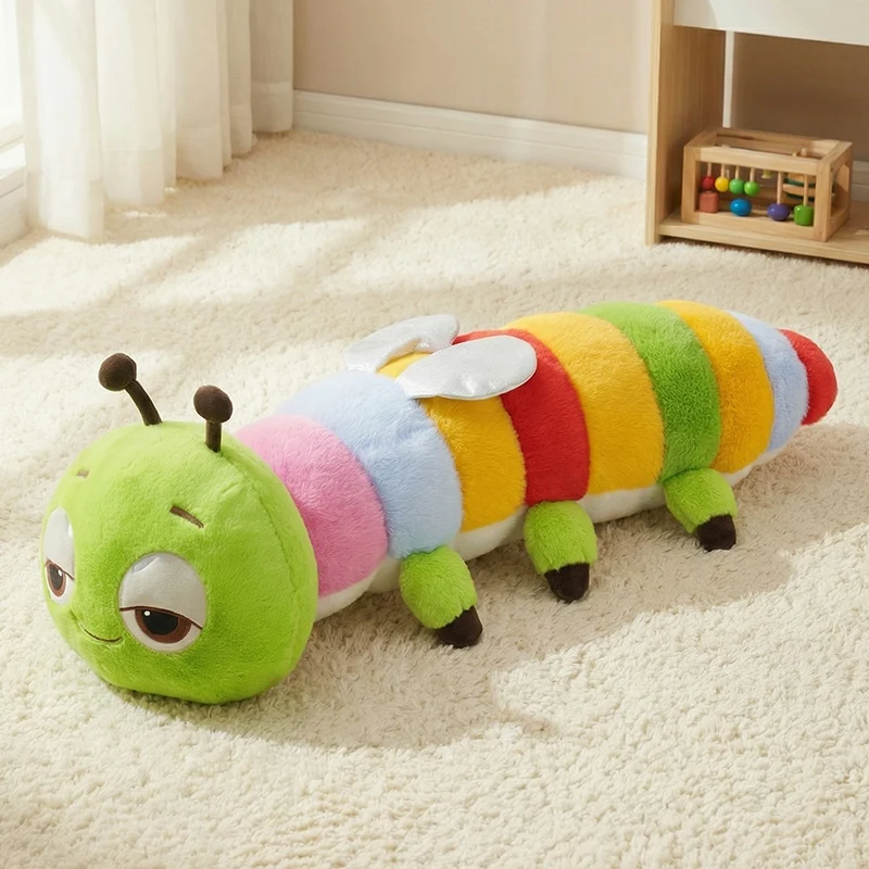 13-90cm Colorful catoon caterpillar plush toy doll soft comfy insect pillow cotton worm bug model sofa car cushion kids gift