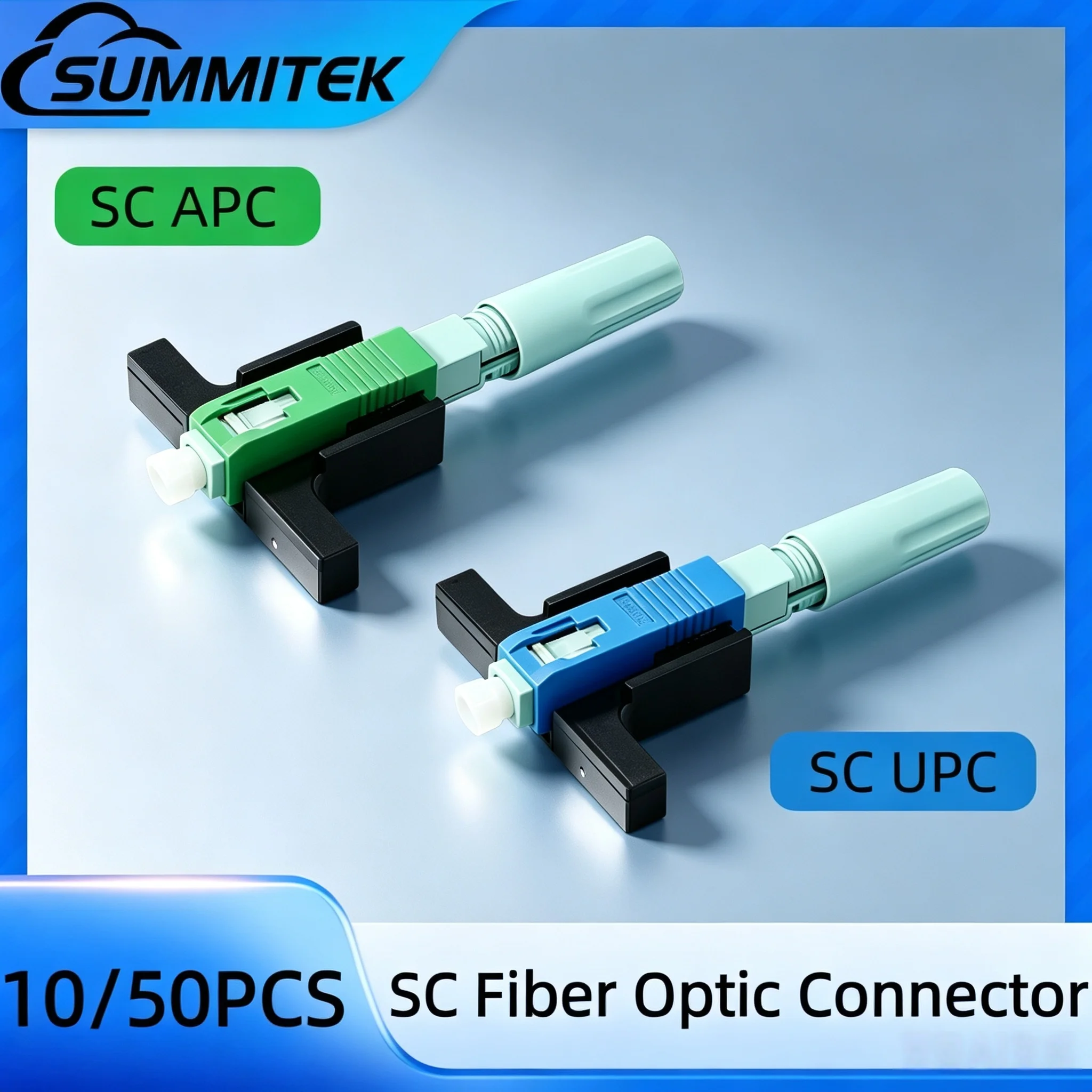 SUMMITEK SC APC Optical Fiber Quick Connector Single Mode SCUPC FTTH Embedded Fiber Optic Cable Cold Splicing Fast Connector