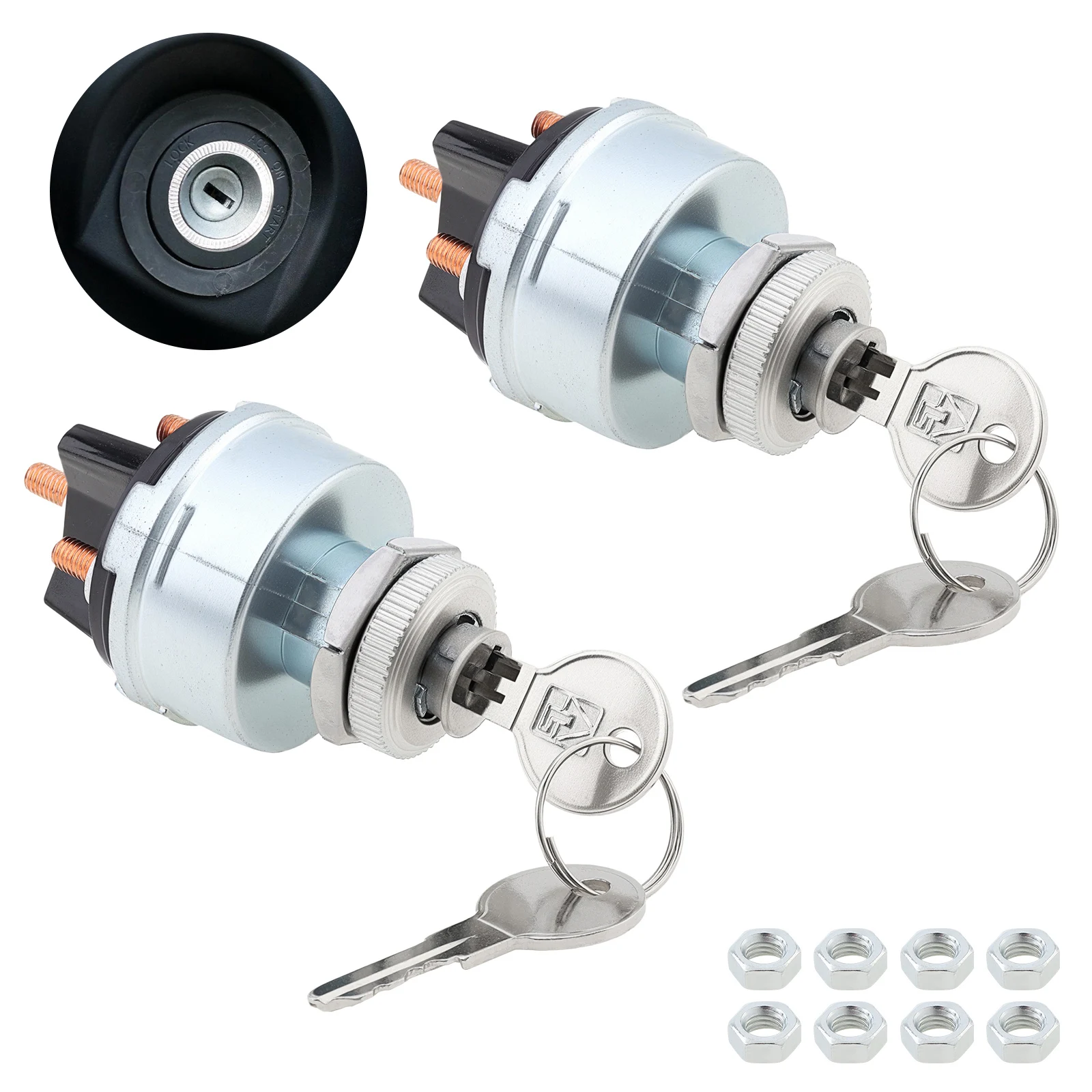 

2pcs 12V 4 Position Key Ignition Switch for Car Truck Tractor Trailer Universal ACC Off IGN Ignition Key Lock Starter Switch