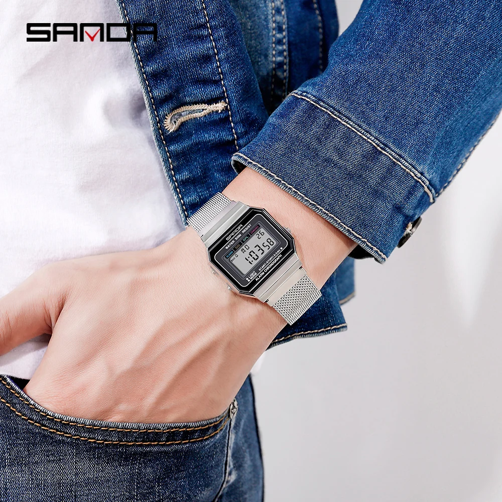 Sanda New Style 6017 Electronic Form Movement Fashion Cool Wrist Watch Personality Luminous Waterproof Watch